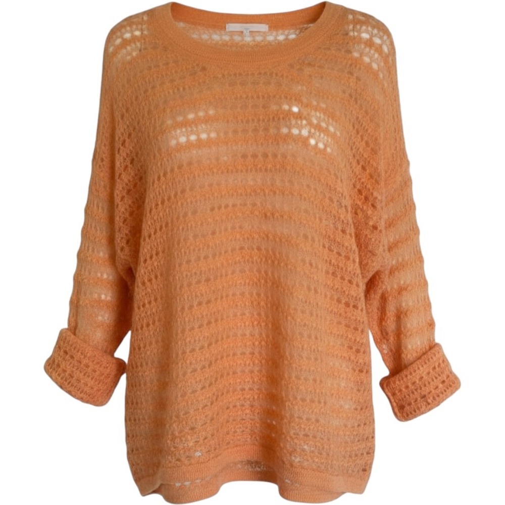 Anthropologie Pilcro Womens Open Stitch Wool Blend Sweater L Orange Sherbet